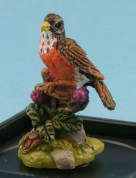 Dollhouse Miniature Robin (Hand Painted Bird Figurine)